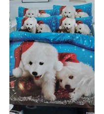 Jõuluteemaline voodipesukomplekt koertega