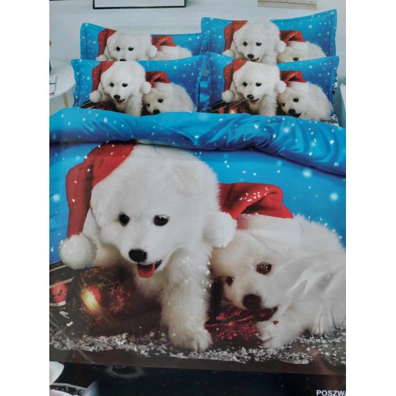 Jõuluteemaline voodipesukomplekt koertega