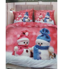 Jõuluteemaline voodipesukomplekt lumememmedega