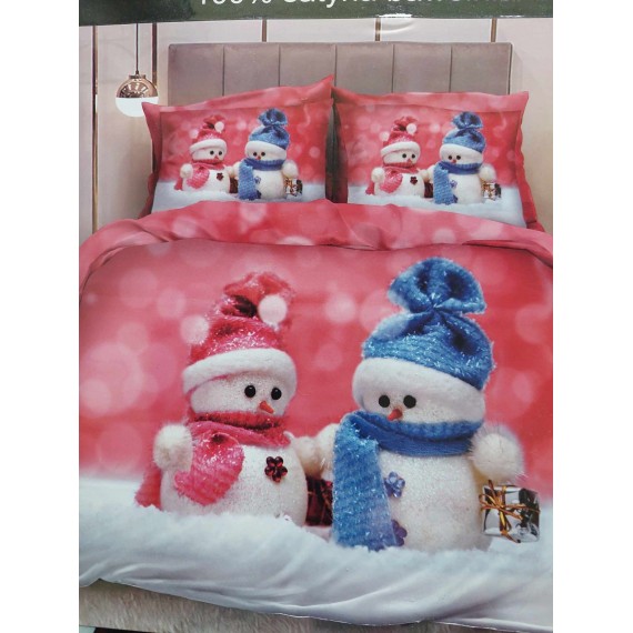 Jõuluteemaline voodipesukomplekt lumememmedega